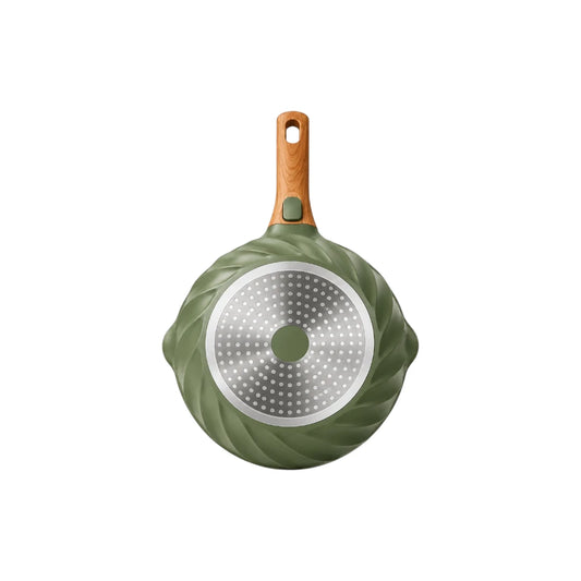 Ovida Green Speckled Textured Frying Pan with Wood Handle