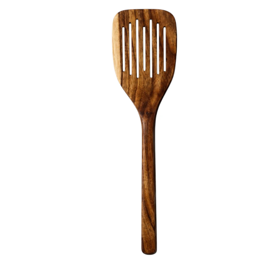 Ovida Wooden Slotted Kitchen Spatula with Natural Wood Handle