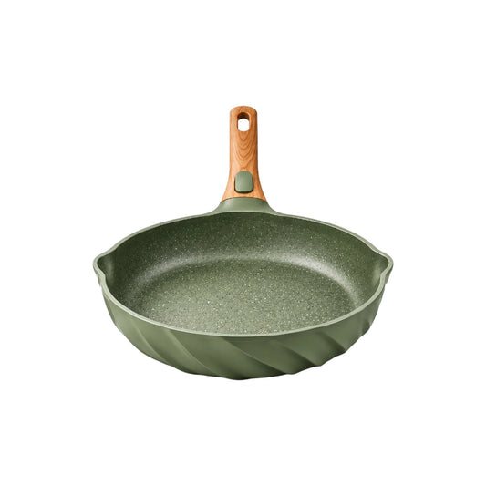 Ovida Green Speckled Textured Frying Pan with Wood Handle