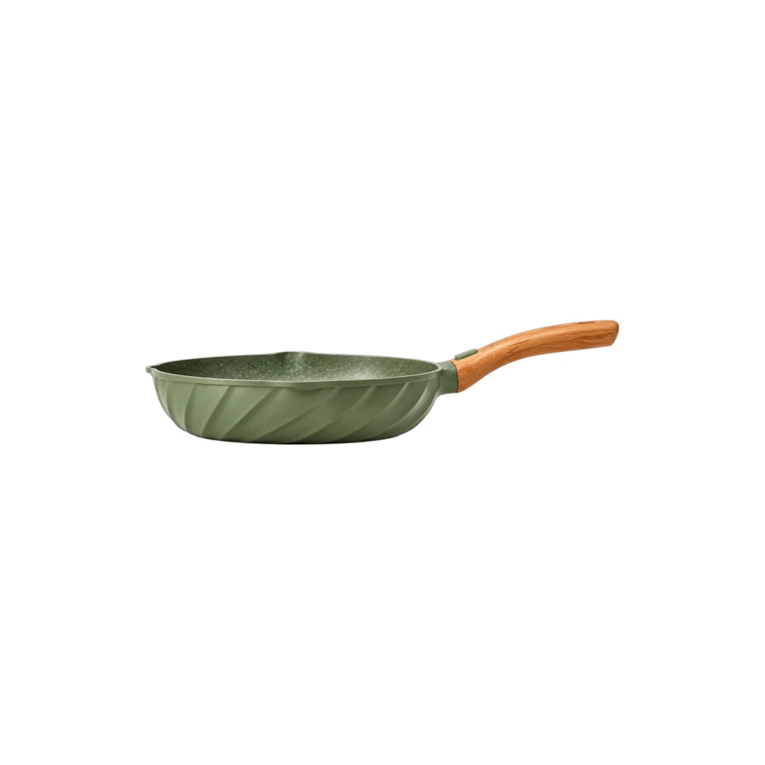 Ovida Green Speckled Textured Frying Pan with Wood Handle