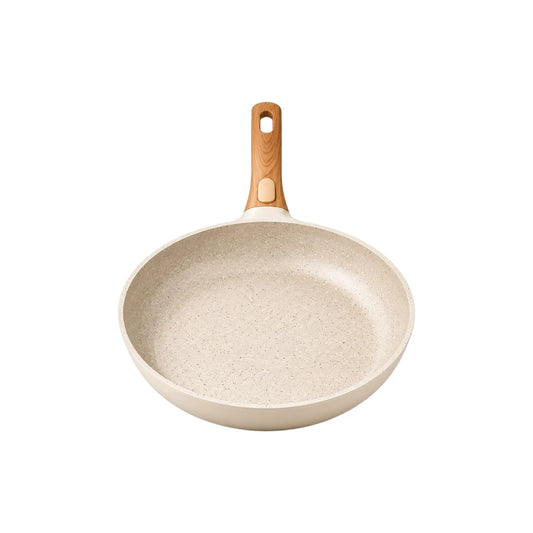 Ovida Premium Speckled Cream Frying Pan with Wood-Look Handle