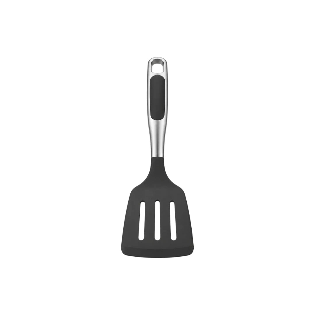 Ovida Black Slotted Kitchen Spatula with Stainless Steel Handle