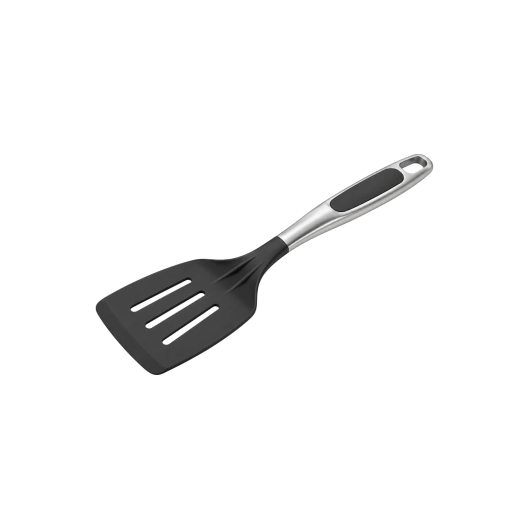 Ovida Black Slotted Kitchen Spatula with Stainless Steel Handle
