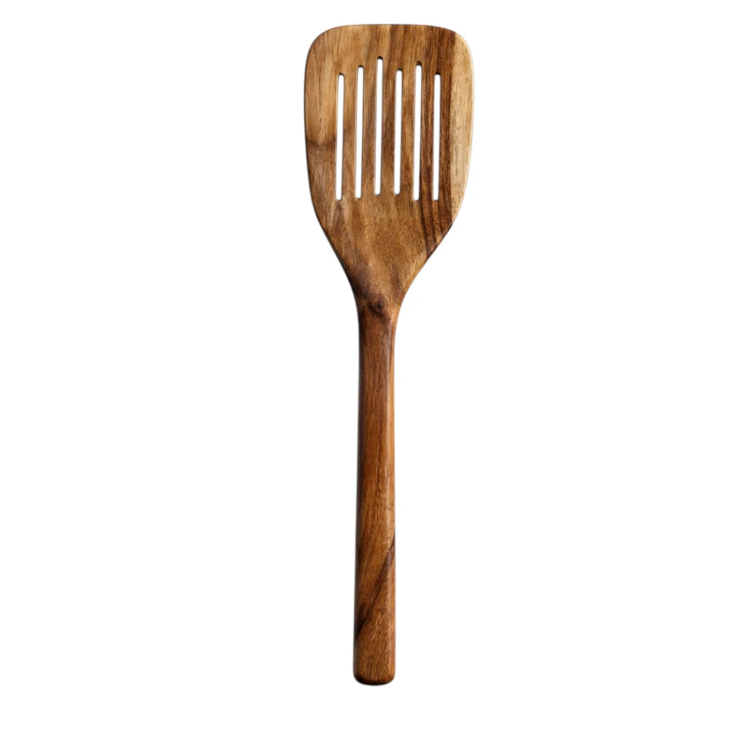 Ovida Wooden Slotted Kitchen Spatula with Natural Wood Handle