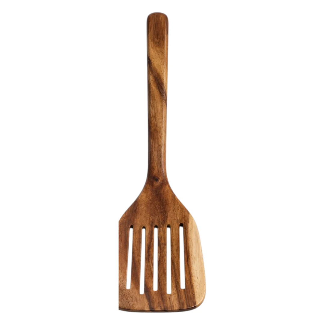 Ovida Wooden Slotted Kitchen Spatula with Natural Wood Handle
