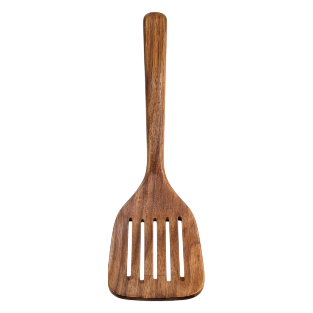 Ovida Wooden Slotted Kitchen Spatula with Natural Wood Handle
